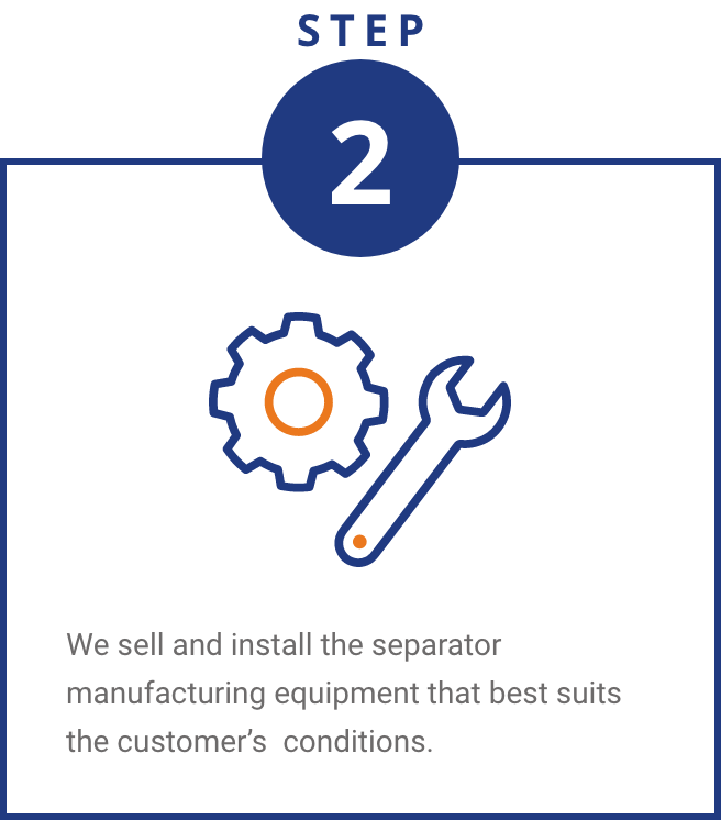 We sell and install the separator manufacturing equipment that best suits the customer’s  conditions.
